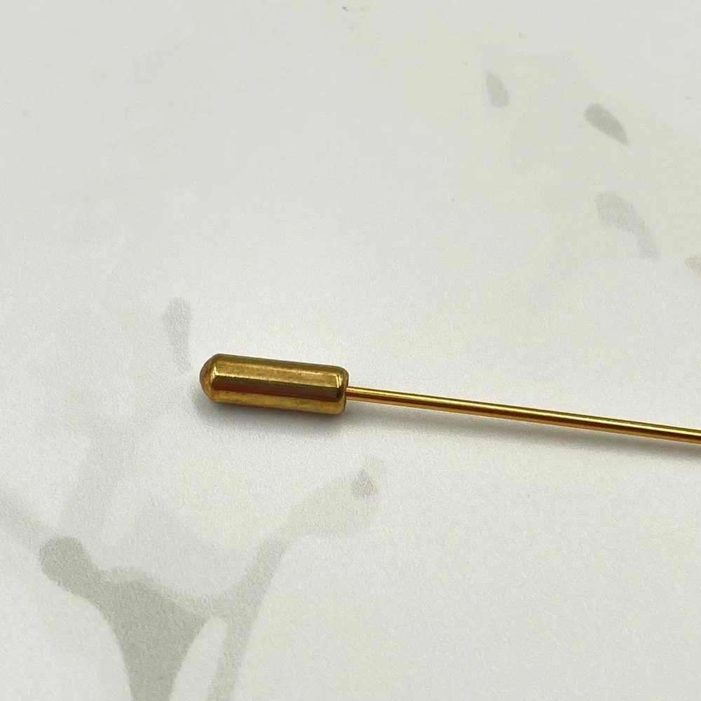 Vintage VTG Cameo Hat Pin Stick Pin Gold Tone White Portrait 2 3/4